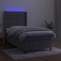 Box spring bed with mattress and LED light gray velvet 100x200 cm by vidaXL, Beds and slatted bases - Ref: Foro24-3139667, Pr...