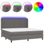 Cama box spring colchón y LED cuero sintético gris 200x200 cm de vidaXL, Camas y somieres - Ref: Foro24-3139407, Precio: 692,...