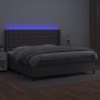 Box spring bed with mattress and LED gray synthetic leather 200x200 cm by vidaXL, Beds and slatted bases - Ref: Foro24-313940...