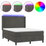 Cama box spring colchón y LED terciopelo gris oscuro 140x190 cm de vidaXL, Camas y somieres - Ref: Foro24-3139440, Precio: 52...