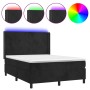 Cama box spring colchón y LED terciopelo negro 140x200 cm de vidaXL, Camas y somieres - Ref: Foro24-3139447, Precio: 555,16 €...