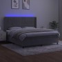 Box spring bed with mattress and LED light gray velvet 160x200 cm by vidaXL, Beds and slatted bases - Ref: Foro24-3139691, Pr...