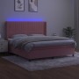 Box spring bed with mattress and LED pink velvet 180x200 cm by vidaXL, Beds and slatted bases - Ref: Foro24-3139702, Price: 6...