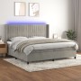 Box spring bed with mattress and LED light gray velvet 200x200 cm by vidaXL, Beds and slatted bases - Ref: Foro24-3139703, Pr...