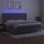 Box spring bed with mattress and LED light gray velvet 200x200 cm by vidaXL, Beds and slatted bases - Ref: Foro24-3139703, Pr...