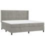 Box spring bed with mattress and LED light gray velvet 200x200 cm by vidaXL, Beds and slatted bases - Ref: Foro24-3139703, Pr...