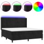 Cama box spring colchón y LED terciopelo negro 160x200 cm de vidaXL, Camas y somieres - Ref: Foro24-3139693, Precio: 583,39 €...