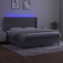 Box spring bed with mattress and LED light gray velvet 180x200 cm by vidaXL, Beds and slatted bases - Ref: Foro24-3139697, Pr...