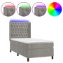 Box spring bed with mattress and LED light gray velvet 90x200 cm by vidaXL, Beds and slatted bases - Ref: Foro24-3139721, Pri...