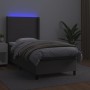 Box spring bed with mattress and LED gray synthetic leather 100x200 cm by vidaXL, Beds and slatted bases - Ref: Foro24-313925...