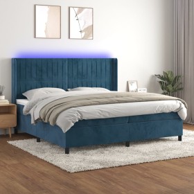 Cama box spring colchón y LED terciopelo azul oscuro 200x200 cm de vidaXL, Camas y somieres - Ref: Foro24-3139707, Precio: 71...