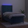 Box spring bed with mattress and LED dark blue velvet 100x200 cm by vidaXL, Beds and slatted bases - Ref: Foro24-3139731, Pri...