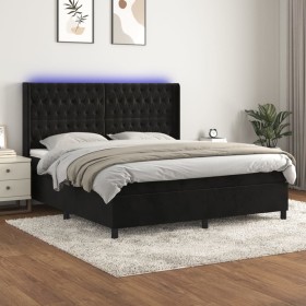 Boxspringbett mit Matratze und LED-Samt in Schwarz, 180 x 200 cm von vidaXL, Betten und Lattenroste - Ref: Foro24-3139759, Pr...