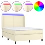 Boxspringbett mit Matratze und LED-Creme-Kunstleder 140x200 cm von vidaXL, Betten und Lattenroste - Ref: Foro24-3139267, Prei...