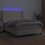 Box spring bed with mattress and LED cream synthetic leather 140x200 cm by vidaXL, Beds and slatted bases - Ref: Foro24-31392...