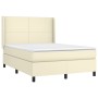 Box spring bed with mattress and LED cream synthetic leather 140x200 cm by vidaXL, Beds and slatted bases - Ref: Foro24-31392...