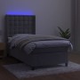 Box spring bed with mattress and LED light gray velvet 80x200 cm by vidaXL, Beds and slatted bases - Ref: Foro24-3139769, Pri...