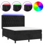 Box spring bed with mattress and LED black velvet 140x200 cm by vidaXL, Beds and slatted bases - Ref: Foro24-3139747, Price: ...