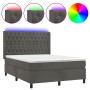 Cama box spring colchón y LED terciopelo gris oscuro 140x190 cm de vidaXL, Camas y somieres - Ref: Foro24-3139740, Precio: 54...