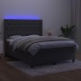 Cama box spring colchón y LED terciopelo gris oscuro 140x190 cm de vidaXL, Camas y somieres - Ref: Foro24-3139740, Precio: 59...