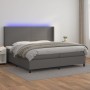 Cama box spring colchón y LED cuero sintético gris 200x200 cm de vidaXL, Camas y somieres - Ref: Foro24-3139287, Precio: 681,...