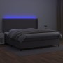 Cama box spring colchón y LED cuero sintético gris 200x200 cm de vidaXL, Camas y somieres - Ref: Foro24-3139287, Precio: 681,...