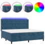 Box spring bed with mattress and LED dark blue velvet 200x200 cm by vidaXL, Beds and slatted bases - Ref: Foro24-3139767, Pri...