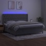 Box spring bed with mattress and LED light gray velvet 200x200 cm by vidaXL, Beds and slatted bases - Ref: Foro24-3139763, Pr...