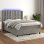 Box spring bed with mattress and LED light gray velvet 140x200 cm by vidaXL, Beds and slatted bases - Ref: Foro24-3139805, Pr...