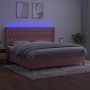 Cama box spring colchón y LED terciopelo rosa 200x200 cm de vidaXL, Camas y somieres - Ref: Foro24-3139768, Precio: 697,25 €,...