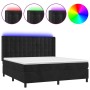 Box spring bed with mattress and LED black velvet 160x200 cm by vidaXL, Beds and slatted bases - Ref: Foro24-3139813, Price: ...