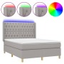 Cama box spring colchón y luces LED tela gris claro 140x190 cm de vidaXL, Camas y somieres - Ref: Foro24-3139109, Precio: 595...