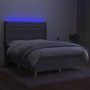 Boxspringbettmatratze und LED-Leuchten hellgrauer Stoff 140x190 cm von vidaXL, Betten und Lattenroste - Ref: Foro24-3139109, ...