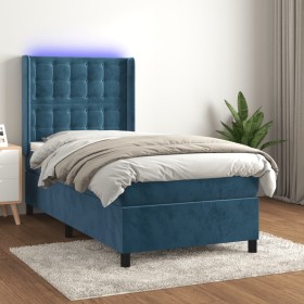 Cama box spring colchón y LED terciopelo azul oscuro 80x200 cm de vidaXL, Camas y somieres - Ref: Foro24-3139773, Precio: 345...