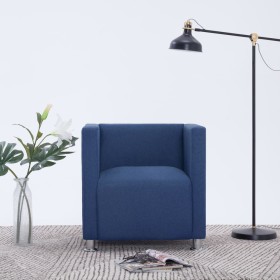 Sillón en forma de cubo de tela azul de vidaXL, Sillones - Ref: Foro24-282147, Precio: 169,99 €, Descuento: %