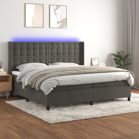 Boxspringbett mit Matratze und dunkelgrauem LED-Samt 200x200 cm von vidaXL, Betten und Lattenroste - Ref: Foro24-3139824, Pre...