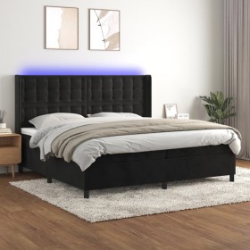 Cama box spring colchón y LED terciopelo negro 200x200 cm de vidaXL, Camas y somieres - Ref: Foro24-3139825, Precio: 665,99 €...