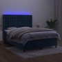 Cama box spring colchón y LED terciopelo azul oscuro 140x190 cm de vidaXL, Camas y somieres - Ref: Foro24-3139803, Precio: 50...