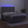 Cama box spring colchón y LED terciopelo gris claro 140x190 cm de vidaXL, Camas y somieres - Ref: Foro24-3139799, Precio: 548...