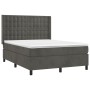 Box spring bed with mattress and LED dark gray velvet 140x200 cm by vidaXL, Beds and slatted bases - Ref: Foro24-3139806, Pri...