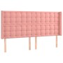 Box spring bed with mattress and LED pink velvet 160x200 cm by vidaXL, Beds and slatted bases - Ref: Foro24-3139816, Price: 5...