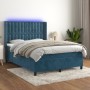 Box spring bed with mattress and LED dark blue velvet 140x200 cm by vidaXL, Beds and slatted bases - Ref: Foro24-3139809, Pri...