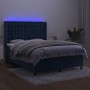 Box spring bed with mattress and LED dark blue velvet 140x200 cm by vidaXL, Beds and slatted bases - Ref: Foro24-3139809, Pri...