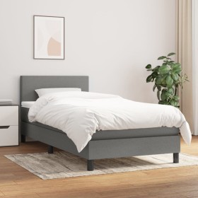 Cama box spring con colchón tela gris oscuro 100x200 cm de vidaXL, Camas y somieres - Ref: Foro24-3139874, Precio: 300,24 €, ...