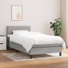 Box spring bed with light gray fabric mattress 90x200 cm by vidaXL, Beds and slatted bases - Ref: Foro24-3139865, Price: 288,...