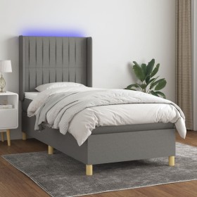 Cama box spring colchón y luces LED tela gris oscuro 90x200 cm de vidaXL, Camas y somieres - Ref: Foro24-3139006, Precio: 359...