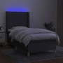 Boxspringbettmatratze und LED-Leuchten dunkelgrauer Stoff 90x200 cm von vidaXL, Betten und Lattenroste - Ref: Foro24-3139006,...