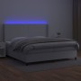 Box spring bed with mattress and LED white synthetic leather 200x200 cm by vidaXL, Beds and slatted bases - Ref: Foro24-31392...