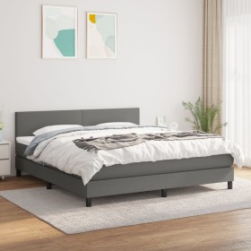 Cama box spring con colchón tela gris oscuro 180x200 cm de vidaXL, Camas y somieres - Ref: Foro24-3139914, Precio: 527,99 €, ...