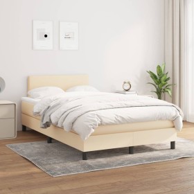 Box spring bed with cream fabric mattress 120x200 cm by vidaXL, Beds and slatted bases - Ref: Foro24-3139886, Price: 384,66 €...